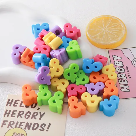 Acrylic Ampersand Symbol Loose Beads Candy Color Dopamine Style DIY Jewelry Making Findings Small Straight Hole Beads For Phone Chain