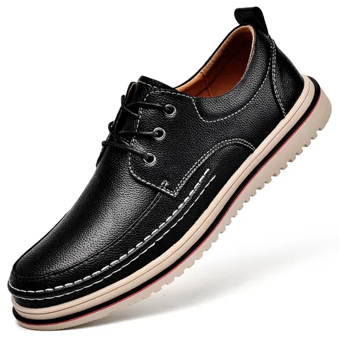 Men's Business Casual Leather Shoes Big Size Litchi Texture British Style Lace-up Derby Shoes For Office Daily Wear
