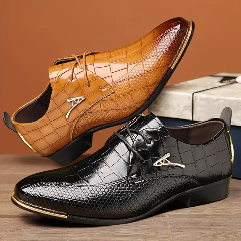 Herren Business Lederschuhe Vintage Spitz Krokodilmuster Halbschuhe Für Hochzeit Bräutigam Büro Modische Formelle Schuhe