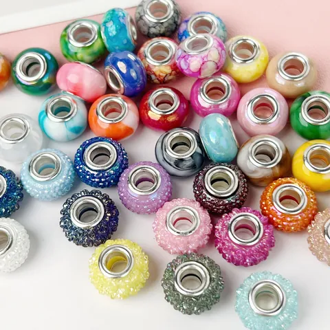 Acrylic Large Hole Rondelle Beads DIY Jewelry Making Accessories Wheel Shaped Spacer Beads For Keychain Bag Decor