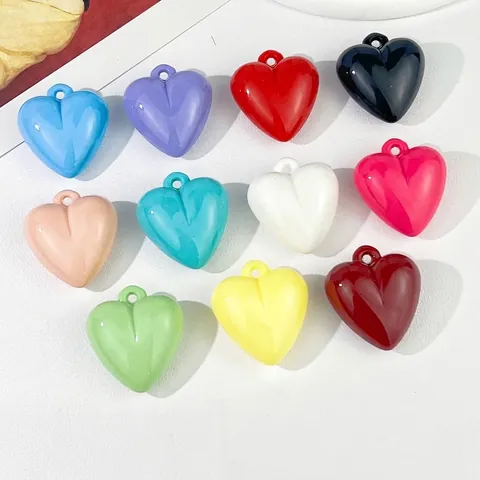 Acrylic Heart Pendants DIY Jewelry Accessories For Keychains Bags With Hanging Hole Mixed Glossy And Matte Colors