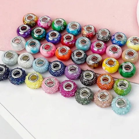 Acrylic Large Hole Rondelle Beads DIY Jewelry Making Accessories Wheel Shaped Spacer Beads For Keychain Bag Decor