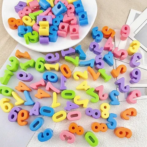Acrylic Number Beads Large Hole Colorful Digit Loose Spacer Beads For DIY Handmade Bracelet Necklace Keychain Jewelry Making Accessories