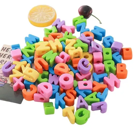 6mm Large Hole Acrylic Letter Beads for DIY Keychain Phone Chain Dopamine Color Loose Alphabet Beads for Jewelry Making Accessories