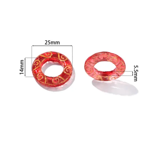 Ancient Style Ice Clear Glass Round Peace Buckle Ring Handmade DIY Jewelry Accessories Gold Swirl Pattern Charms Pendants