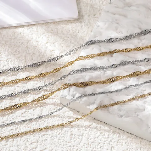 Stainless Steel Water Wave Chain For DIY Jewelry Making Gold Silver Singapore Chain Necklace Bracelet Link Accessory