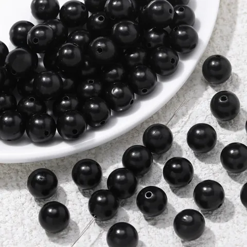 Perles en Vrac Rondes en Bois d'Ébène Naturel Perles d'Espacement Noires Lisses pour Fabrication de Bijoux DIY Bracelet Collier