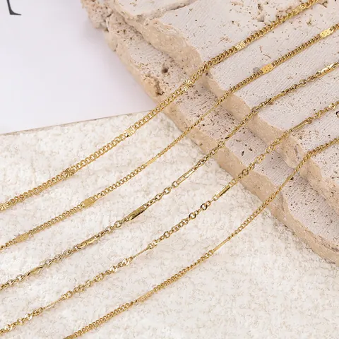 Stainless Steel Bulk Chain For DIY Jewelry Making Embossed Encrypted Fine Necklace Bracelet Chain Accessory Gold Silver