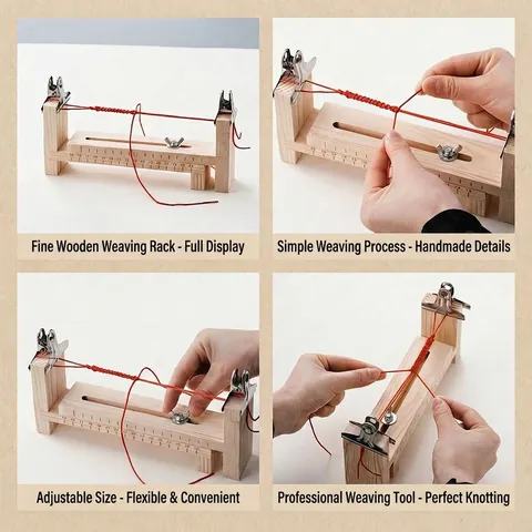 Verstellbares Holz Webwerkzeug DIY Armbandmacher Holzrahmen Paracord Jig Mit Metallklammern Für Handgefertigten Schmuck Flechthilfe