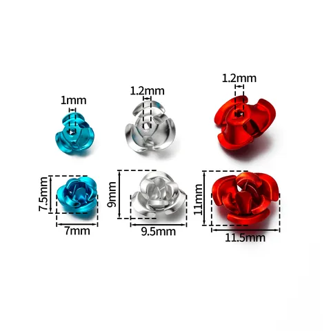 3D Rose Flower Aluminum Pendants Colorful DIY Jewelry Findings For Bracelet Necklace Making Accessories Loose Beads For Handcraft