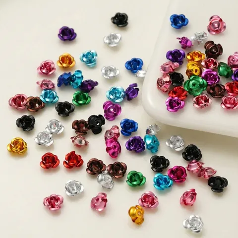 3D Rose Flower Aluminum Pendants Colorful DIY Jewelry Findings For Bracelet Necklace Making Accessories Loose Beads For Handcraft