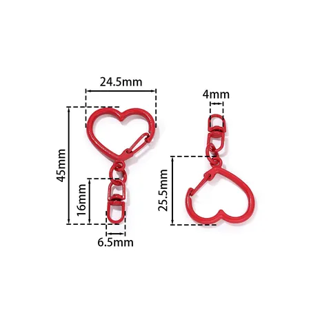 Accessoire de Porte-clés Fermoir à Ressort en Forme de Cœur Laqué Fermoir Mousqueton Cœur pour Bijoux DIY Décoration de Sac