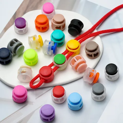 Boucle à Ressort en Plastique Ronde Colorée Double Trou Serre Cordon Nez de Cochon Réglage de Corde Élastique Accessoire de Vêtement Sac Chapeau