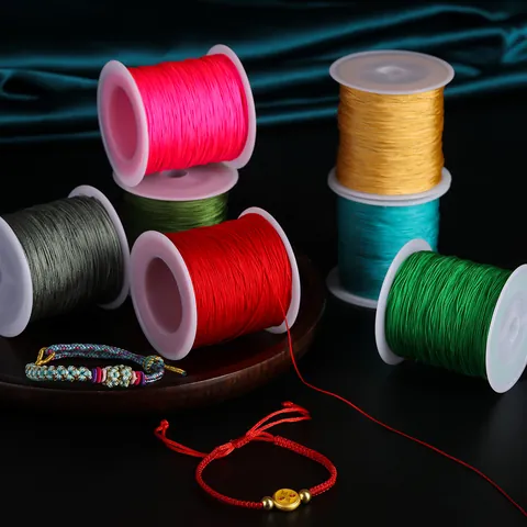 Cordon à Perler en Nylon pour Fabrication de Bijoux DIY Ficelle Tissée à la Main pour Collier Pendentif Corde Rouge Noeud Chinois Accessoires DIY