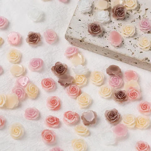 Mini Kunstharz Rose Blumen Charms Für Nail Art DIY Handwerk Retro 3D Flache Rückseite Blumen Dekorationen Für Handyhülle Schmuck