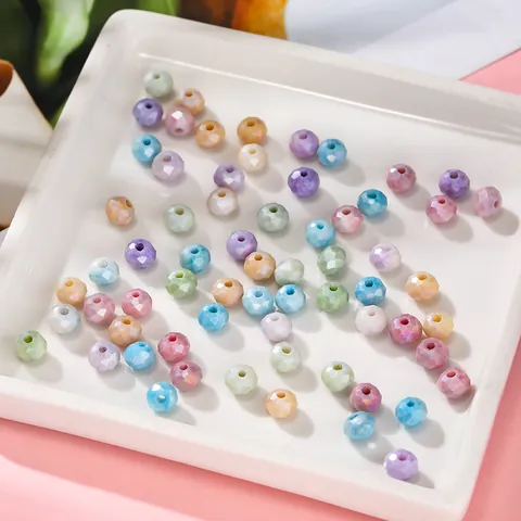 Cuentas de Vidrio Facetadas Teñidas al Agua Colores Macarrón Caramelo Rondelle Cuentas Espaciadoras Sueltas para Joyería DIY Pulsera Collar