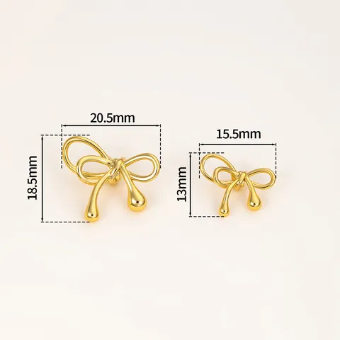 Gold Silver Plated Copper Bowknot Spacer Beads Minimalist Smooth Teardrop Bow Beads For DIY Jewelry Making Accessories