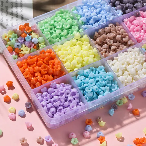 Perles en Vrac en Acrylique en Forme de Muguet pour Fabrication de Bijoux Bracelet Collier Boucles d'Oreilles DIY Accessoires Perles Macaron Couleur Unie