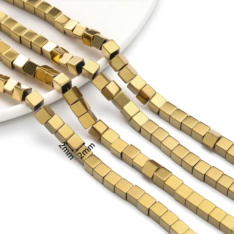 Hematite Spacer Beads Cube Shape Vacuum Electroplated DIY Handmade Bracelet Necklace Accessories Jewelry Findings For Women Men