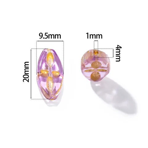 Cuentas de Vidrio Checo Vintage Ovaladas 9.5x20mm Patrón Dorado Cuentas Sueltas Para Creación de Joyas DIY Pulsera Collar