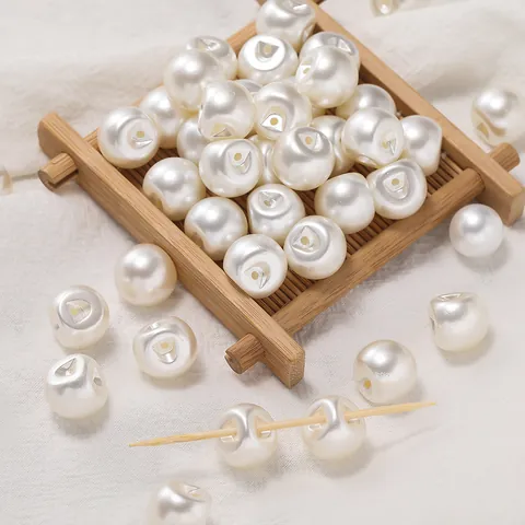 ABS Artificial Pearl Buttons Round Hidden Eye Side Hole Decorative Buttons For Women Shirt Wedding Dress Sewing Accessories