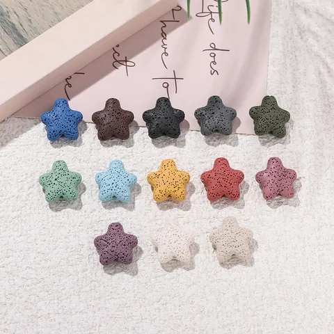 Star Shaped Volcanic Stone Beads Natural Lava Rock Loose Beads For DIY Bracelet Necklace Jewelry Making Accessories Star Beads