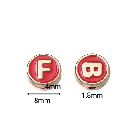 Alloy Enamel Round Alphabet Beads Capital Letter Charms For DIY Bracelet Necklace Earring Jewelry Making Finding Craft Accessory