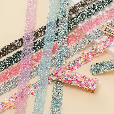 Selbstklebendes Harz Strassband Künstliche Perlenbesatz Glänzendes Perlenband Für DIY Kleidung Schuhe Taschen Dekoration Bastelzubehör