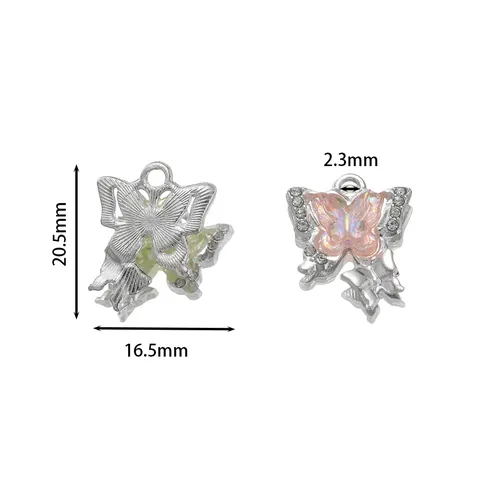 Dolci Ciondoli a Farfalla in Lega Ciondoli in Resina Iridescente Con Strass per Creazione di Gioielli Fai da Te Collana Bracciale per Donna