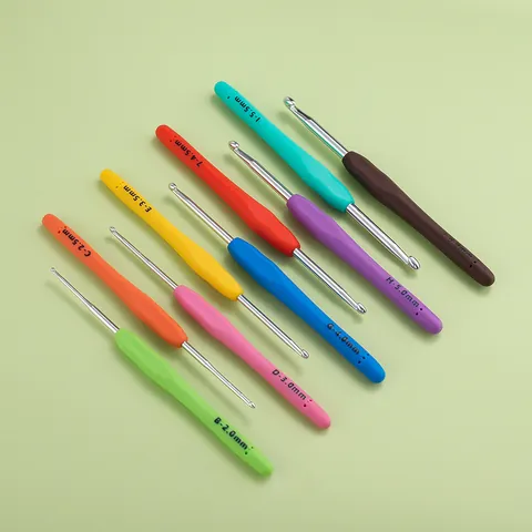 Ergonomic Soft Handle Aluminum Crochet Hook for Hand Knitting DIY Craft Weaving Tool Silicone Grip Crocheting Needle