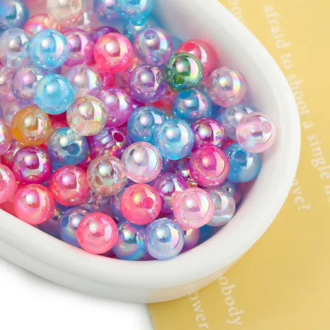 Perline Rotonde Sciolte AB in Plastica Iridescente Carine Colori Caramella Macaron Perline in Acrilico per Gioielli Fai-da-te Catenelle per Telefono Artigianato