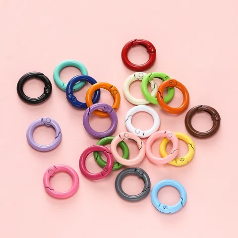 Bunte Zinklegierung Feder O-Ring Schnapphaken Offener Kreis Schnalle Für Taschengurt Telefonkette DIY Schmuckherstellung Zubehör