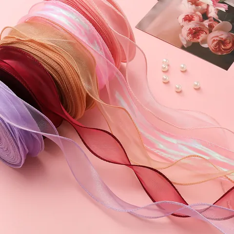 Irisierendes Fischschwanz Garnband Wellenkante Organza Band Für DIY Schleifen Geschenkverpackung Hochzeit Party Dekoration Handwerk Zubehör
