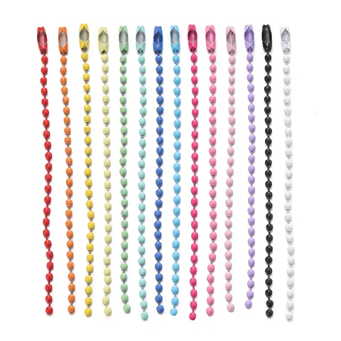 Colorful Metal Ball Chain For DIY Jewelry Accessories Keychain Tag Connectors Electroplated Iron Bead Chains