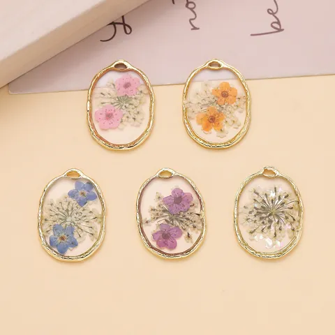 Ciondoli in Lega di Resina Trasparente con Fiori Secchi Accessori per la Creazione di Gioielli Fai da Te Fatti a Mano Collana Orecchini Ingrosso