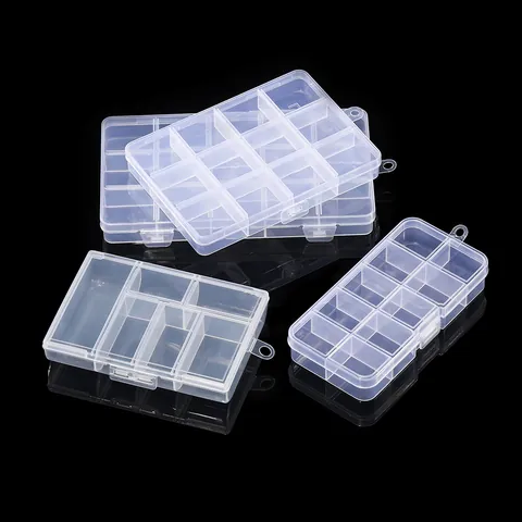Clear Plastic Jewelry Organizer Container Multi Grid Fixed Compartments Storage Case For Earrings Beads DIY Accessories