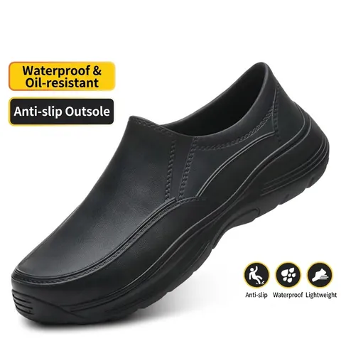 Anti-Slip Chef Shoes Waterproof Oil-Resistant Work Safety Shoes For Men Women EVA Lightweight Kitchen Service Slip-On Shoes