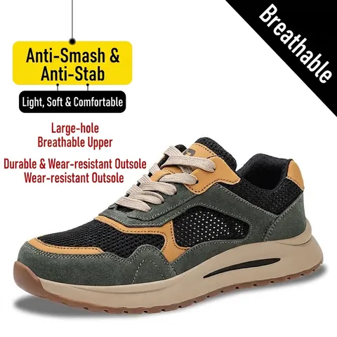 Herren Sicherheitsschuhe Stahlkappe Atmungsaktiv Mesh Arbeitsschuhe Durchtrittsicher Durchstichfest Industrie Bau Schutzsneaker