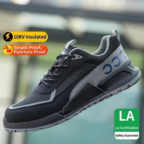 Men Safety Shoes 10KV Insulated Work Shoes Steel Toe Anti-Smashing Puncture-Resistant Lightweight Industrial Footwear