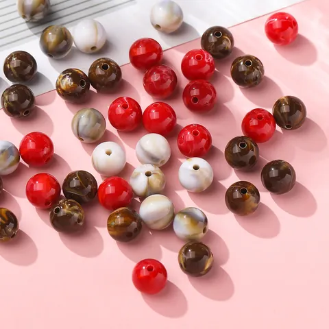 Acrylic Marble Pattern Round Beads For DIY Jewelry Making Mixed Color Loose Beads For Bracelet Necklace Handcraft Fashionable Jewelry Findings