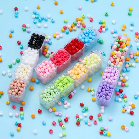 Perline di Vetro in Tinta Unita Colore Caramella Cilindriche Perle Distanziatrici Sciolte per Creazione Gioielli Bracciali Collane Fai-da-te