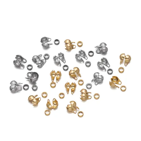 Stainless Steel Crimp Covers And Positioning Beads Set DIY Jewelry Making Materials Kit For Necklace Bracelet End Findings