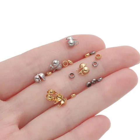Stainless Steel Crimp Covers And Positioning Beads Set DIY Jewelry Making Materials Kit For Necklace Bracelet End Findings