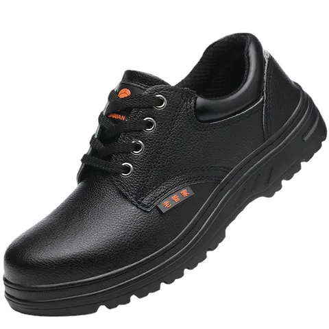 Men's Safety Shoes Steel Toe Cowhide Leather Work Boots Anti-Smash Anti-Puncture Breathable Wear-Resistant Construction Shoes
