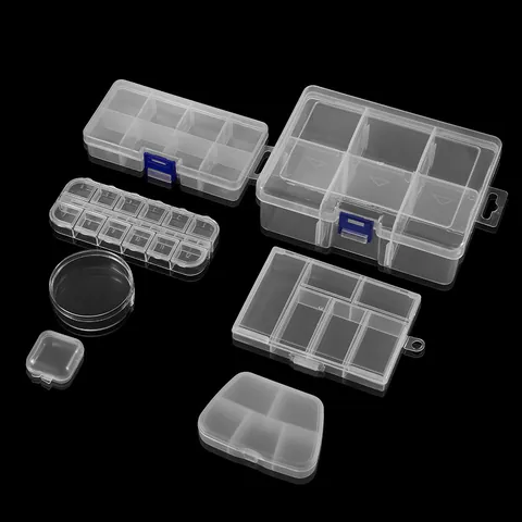 Transparente Kunststoff Aufbewahrungsbox Mehrere Fächer Abnehmbarer Schmuckkasten Rund Quadratisch Organizer Für Perlen Pillen