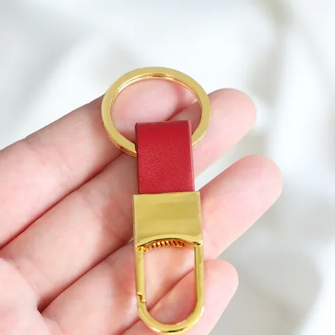 Zinc Alloy Genuine Leather Car Keychain Horseshoe D-Ring Buckle Metal Key Ring Strap For Men Women Electroplated Ornament