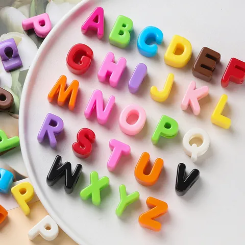 Acrylic Large Hole Alphabet Beads Colorful 3D Letter Loose Beads For DIY Bracelet Necklace Jewelry Making Findings Accessories