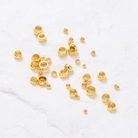 Stainless Steel Gold Plated Crimp Positioning Beads For DIY Jewelry Findings Round Tube Fixed Spacer Beads For Necklace Bracelet Making