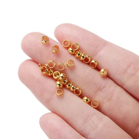 Stainless Steel Gold Plated Crimp Positioning Beads For DIY Jewelry Findings Round Tube Fixed Spacer Beads For Necklace Bracelet Making