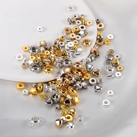 Metallic CCB Heart Star Gear Shape Plastic Beads DIY Loose Spacer Beads For Jewelry Making Handmade Craft Findings
